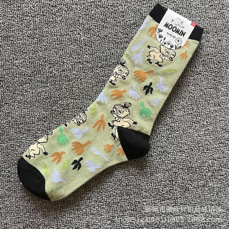 Calzini di Cotone alla Moda Moomin Cartone Animato a Metà Polpaccio - Stile Quattro Stagioni One Size (36-40)