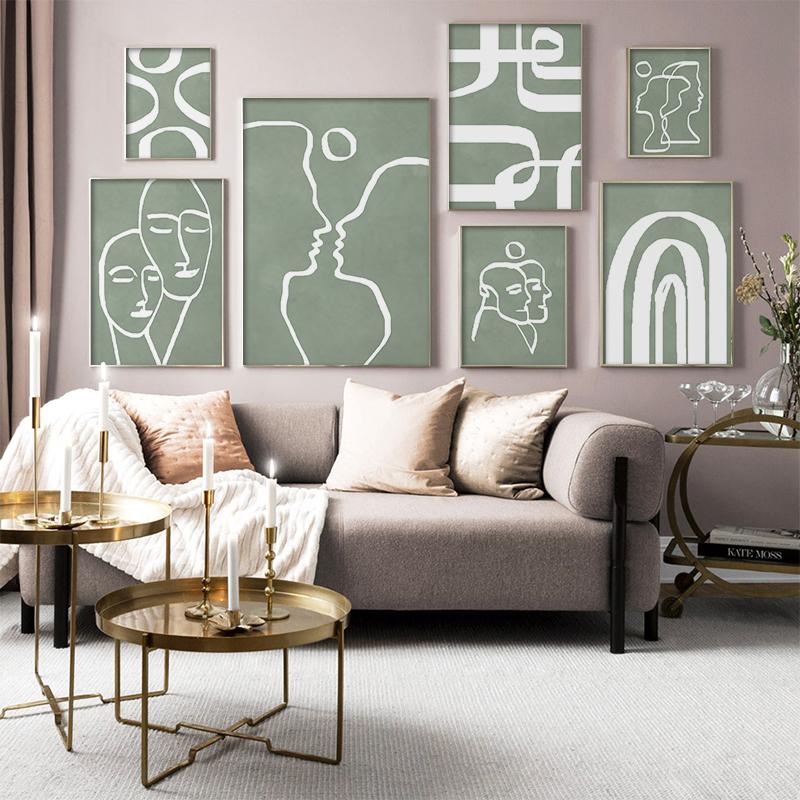 Abstract Line Drawing Pictures Home Decor Nordic Canvas Painting Wall Art Figure Love Posters and Print for Living Room Aisle