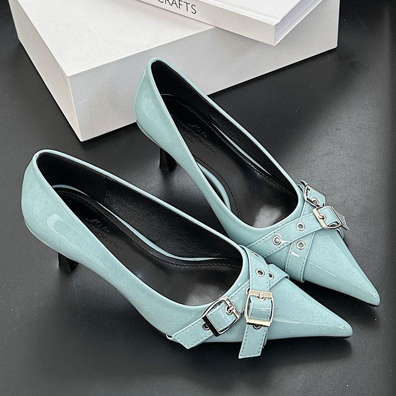 Mode Damen Slipper Schuhe Mode Metall Schnalle Damen High Heels Schuhe Pantoletten Spitzschuh Damen Absatz Pumps Schuhe Neu In 2025
