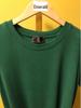 European Plus Size Ribbed Loose Short Sleeve T-shirt, Women's Green Base Layer Blouse