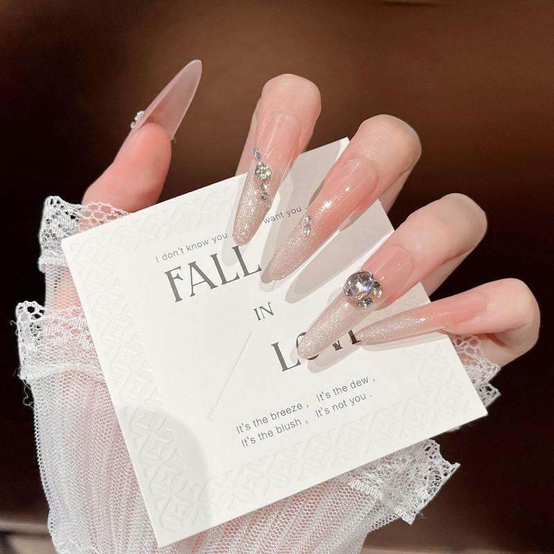 Cat's Eye Wearing Nail Pure Hand-made Nail Piece Fake Nail Wearing Nail Piece Advanced Sense Thin Dog Long