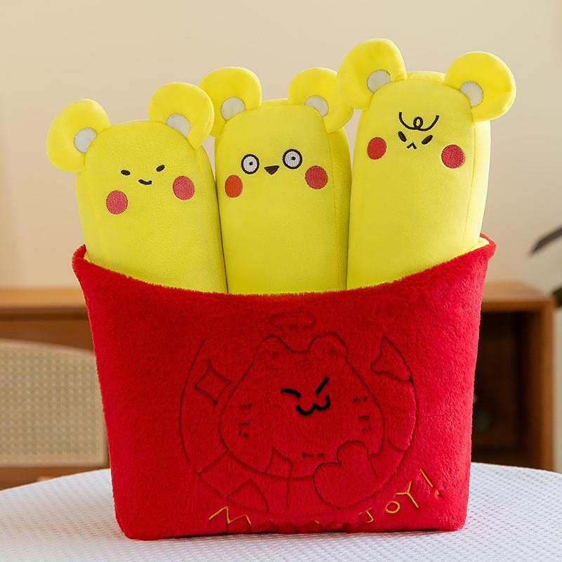 

French Cat Print Fries Plush Toy Cartoon Stuffed Doll Decoration Gifts Kids