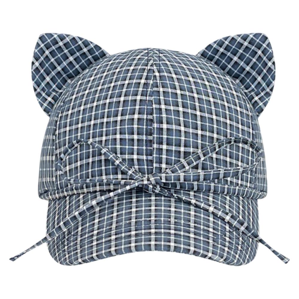 

Bow Tie Style Baseball Cap Plaid Flat Cap Cute Peaked Cap Unisex Outdoor темно-синього кольору