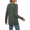 Women's Fashionable Casual V-neck Color Cotton Solid Color Long Sleeved Loose Women's T-shirt Top