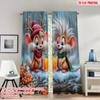 Flat Printing Christmas Hot Party Curtains Cute Animals Festive Drinks Digital Printed Polyester Drapes Spring Set Of 2 Made