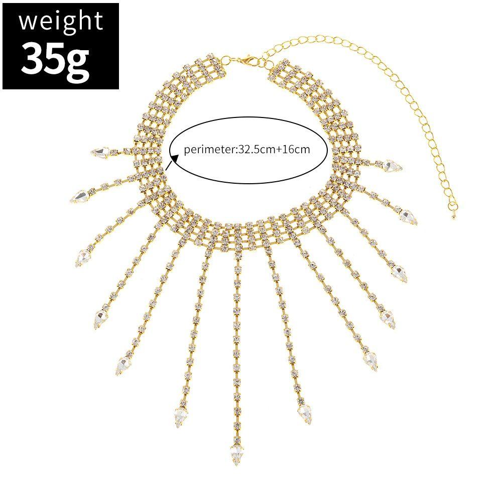 Geometric Full Rhinestone Necklaces Korean Style Wedding Bride Jewelry Tassel Necklaces  Wedding