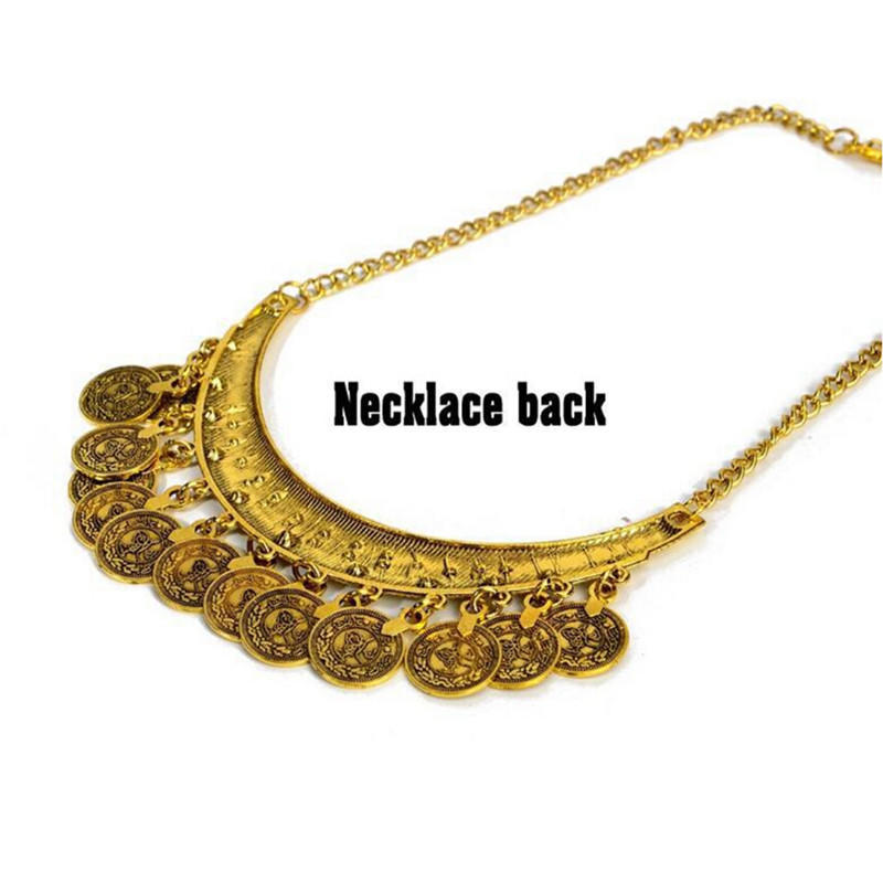 1Set Lady Metal Tassels Coins Pendant Chain Bib Necklace Earrings Jewelry Chic