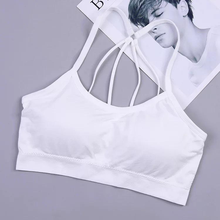 

Backless Wrap Sports Bra with Lettered Straps and Padding One Size