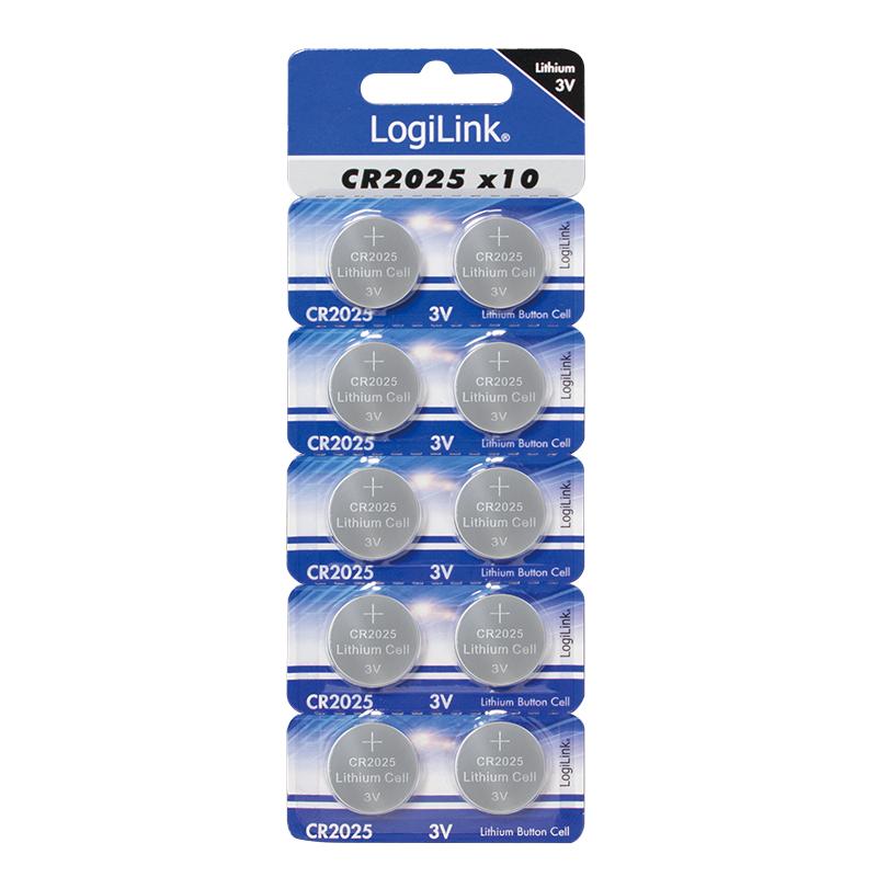 CR2025 LogiLink Ultra Power 3V Lithium Batteries 10 Pcs Button Cell Long-lasting