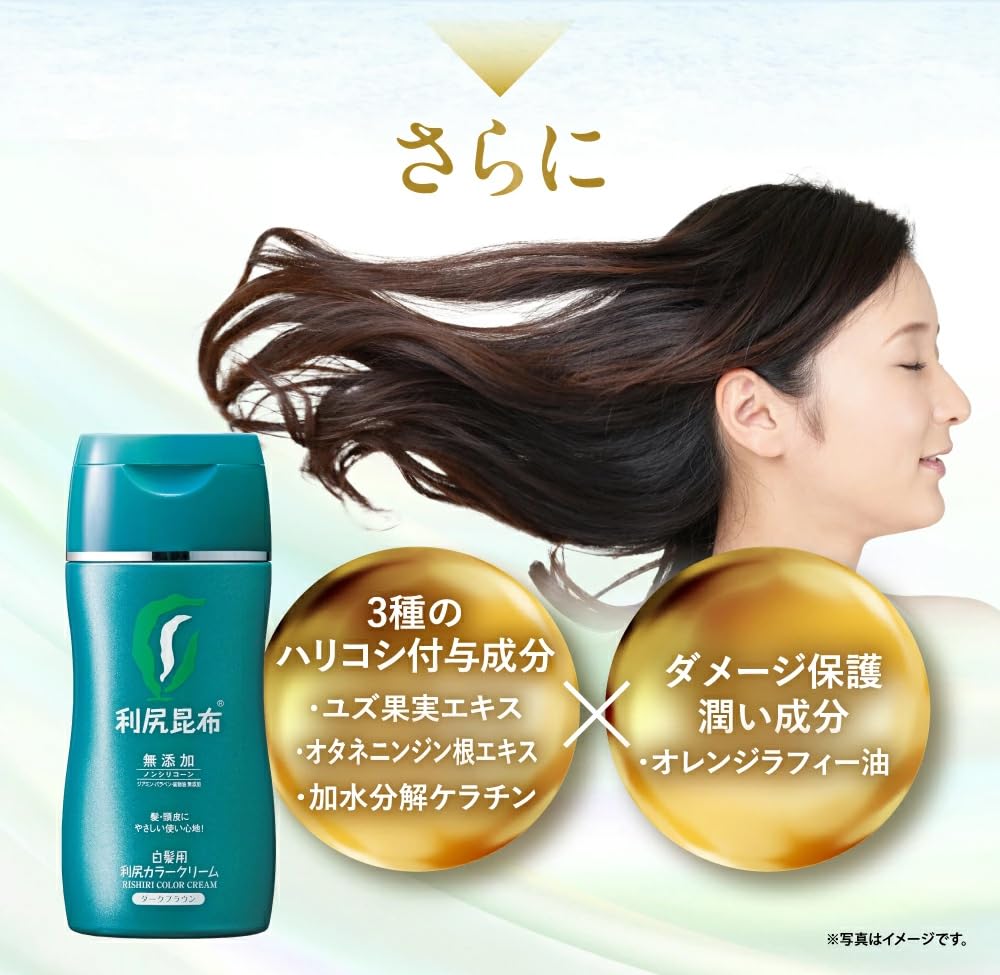 Sastty Rishiri Color Cream for Gray 170g x 2 Bottles 6 Bonus Packets of Rishiri Color Care (Dark Brown) Hair, (Includes Conditioner)
