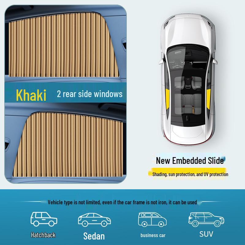 Automatic Retractable Car Side Window Blackout Privacy Sunshade with Magnetic Curtain