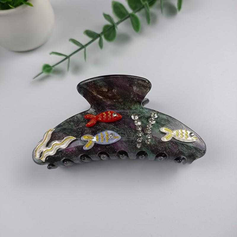 Elegancka spinka do włosów z cyrkoniami w kształcie rozgwiazdy i muszelkowa klamra do upięć