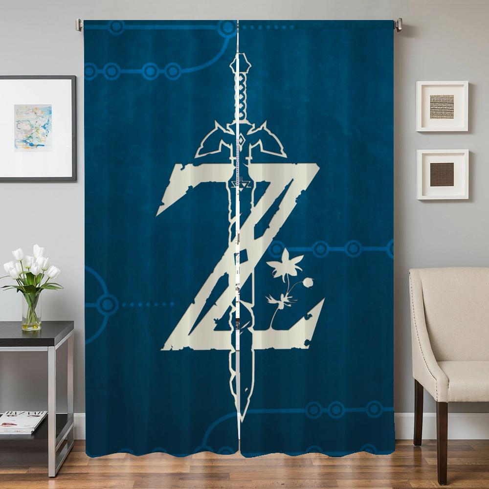 Home Interior Küchenvorhänge für Wohnzimmer 2 Stück Verdunkelungsvorhänge Türvorhang Z-zelda-a Trennwand Schlafzimmerdekoration