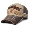 Washed Broken Edge Cotton Hat, Men's and Women's Retro Cap, Curved Brim Hat, Spelling Baseball Cap, Bull's Head Hat.