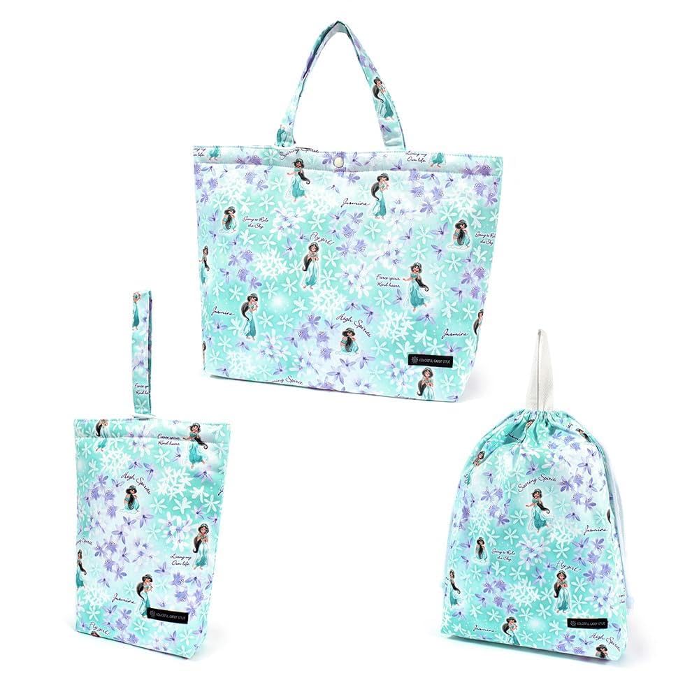 

COLORFUL CANDY STYLE Disney Entrance Series Gusset Pouch Set Shoe Large Drawstring Perfect for Entrance Cute for Girls Kindergarten/School 3-Piece