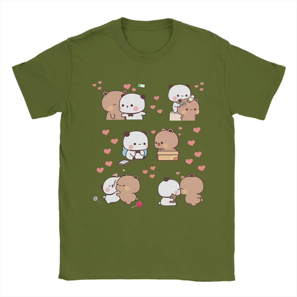 Unique Kawaii Bubu Dudu Couple Pandas TShirts Unisex Round Neck 100 Cotton T Shirt Short Sleeve Tee Shirt Unique Tops