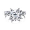 8mm S925 Sterling Silver Round Moissanite Micro Pave Flower Design Ring Ice Flower Sweet Daily Party Wear D VVS1 Exquisite Jewelry