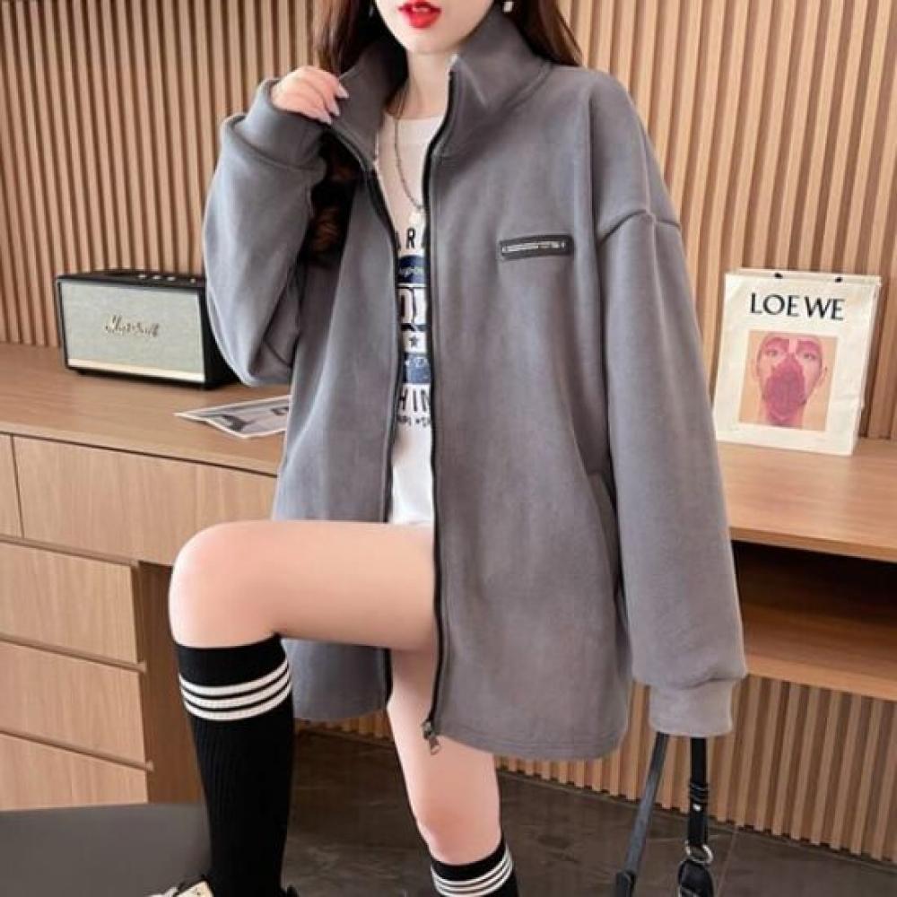 Navava Women Velvet Fleece Long Sleeve Zip Up Outer Nc449