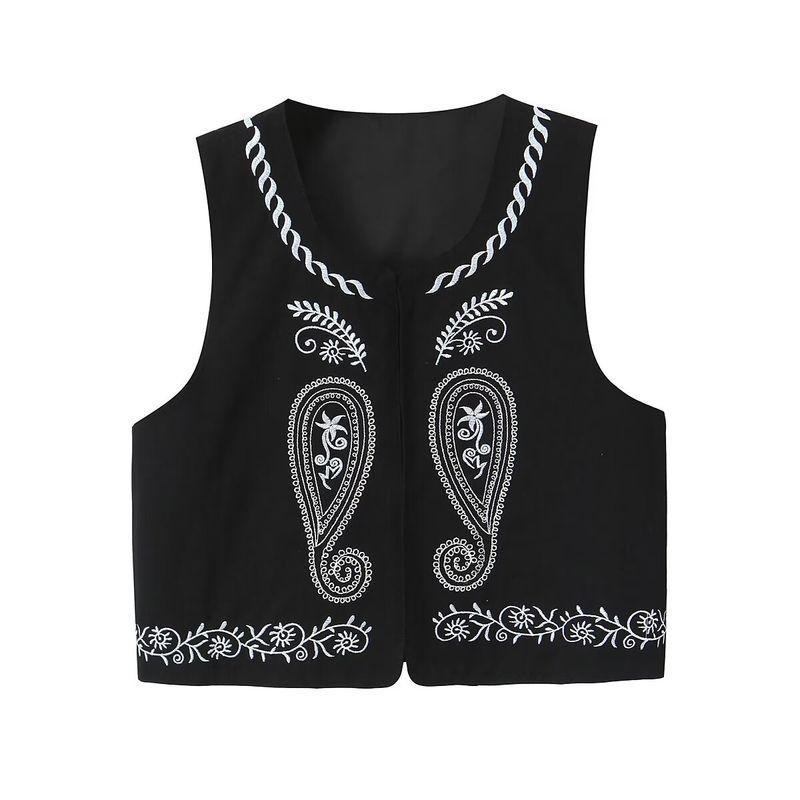 Kaslead New Arrival Women's Clothing Fashion Style Fashion Tencel Cotton Machine Embroidery Western Sense Short Vest Tops