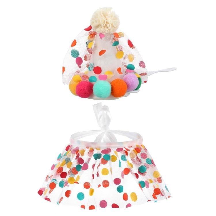 Pet Cone Hat for Puppy Birthday Dog Dotted Birthday Costume for Fashion Pet Wear Neckerchief Outfit