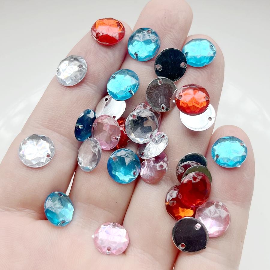 50pcs 10mm Circular Sewing Rhinestone Scrapbook Suitable for Dress Decoration, Diy Jewelry Making and Decoration