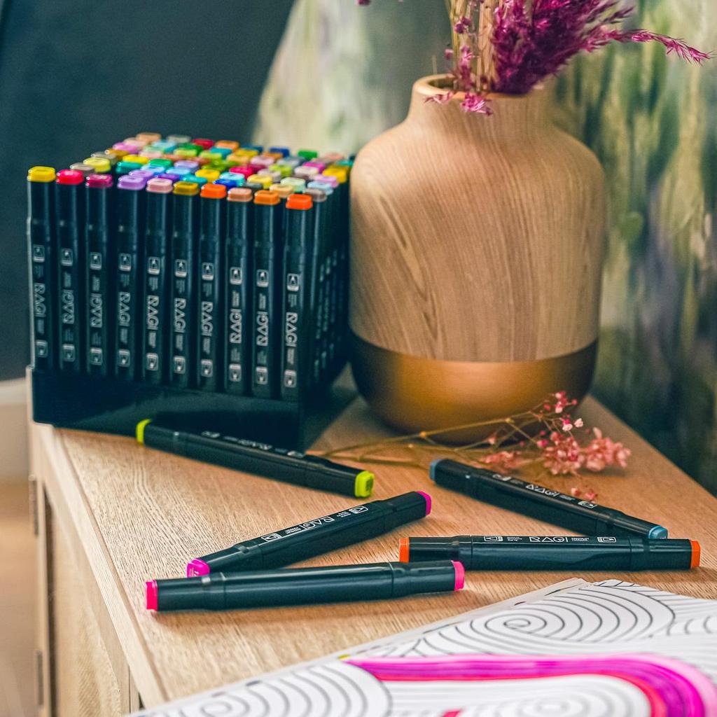 RAGI Alcohol Markers 80 Double-sided Felt-tip Pens, Dual Tip, Professional Artistic Drawing Set