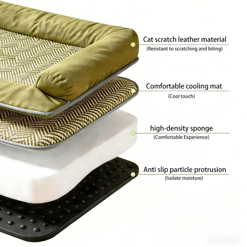 S/M/L/XL Pet Cooling Mat Cat Bed with Ice Sense Rattan Pad Washable Dog Bed Non-slip Bottom Sofa Bed for Indoor Cats Small Dogs