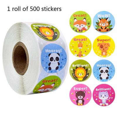 DIY Sticker 500Pcs/Roll Reward Stickers Cute Animal Students Teacher Encouragement Stickker