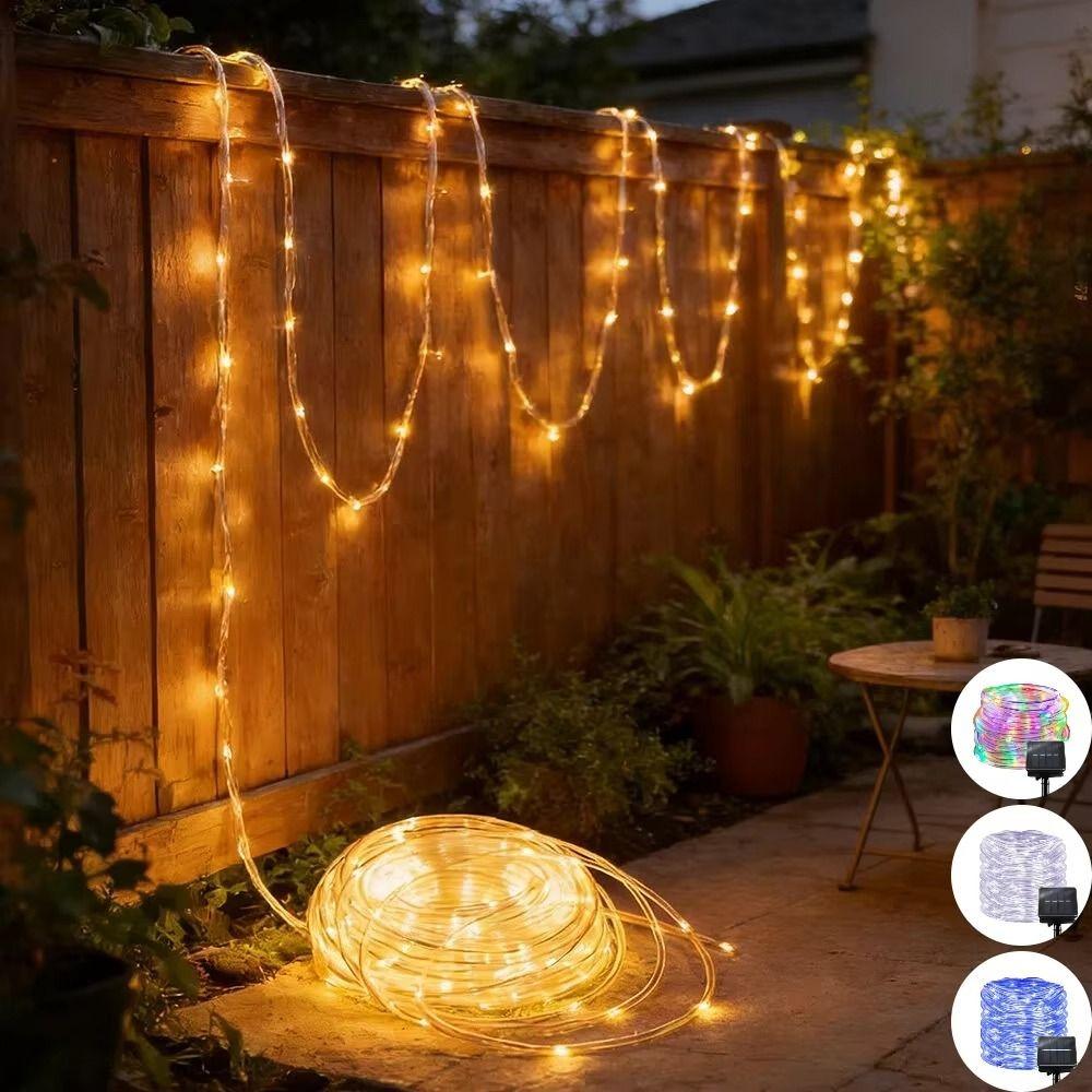 Courtyard Decor Waterproof Solar String Lights Energy Saving 50 LEDs Fairy Lights 8 Modes Durable Rope Lights Outdoor Decor