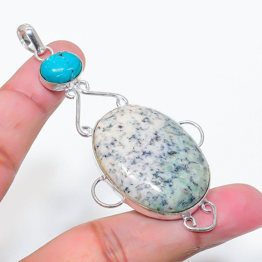 Natural K2 Blue Azurite 925 Sterling Silver Jewelry Pendant 3.15" AP-16283