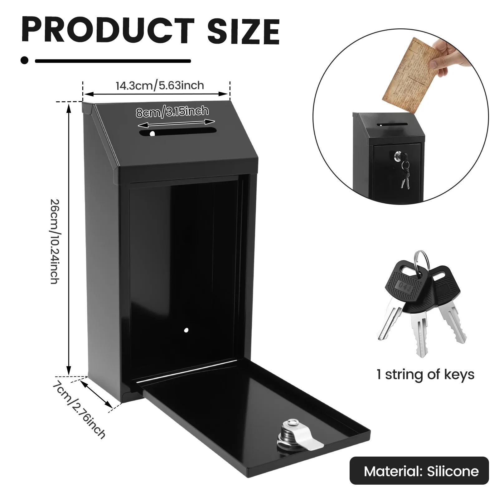 

Настенный почтовый ящик Металлический ящик для пожертвований с практичным слотом, замком и ключом Безопасный надежный ящик для сбора наличных для дома, офиса, улицы