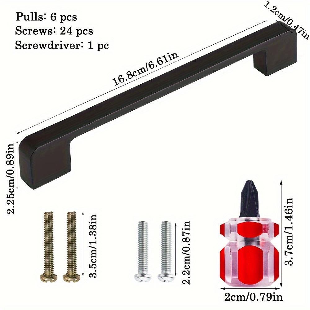 

6 шт. матовых черных ручек для шкафов, ручки для кухонных шкафов, ручки для ящиков комода, алюминиевые ручки для ванной комнаты, черные ручки с двумя размерами винтов и 1 шт. отверткой 6pcs