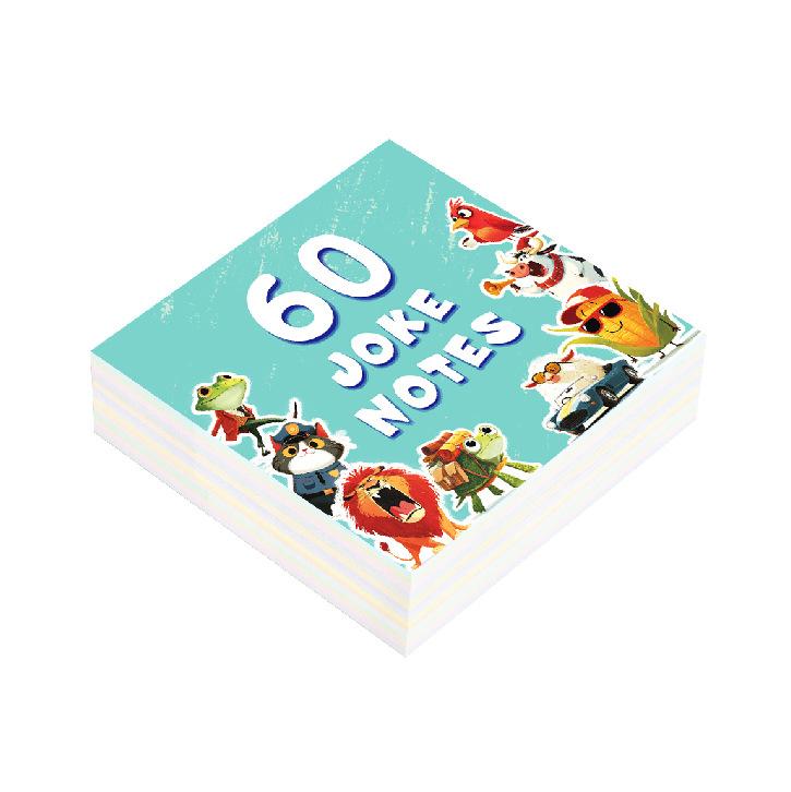 60 Sheets Fun Lunch Box Notes for Kids - Reusable Joke Pads with Soft Binding 82x82mm- Non-Repeating Design Easy Peel Off