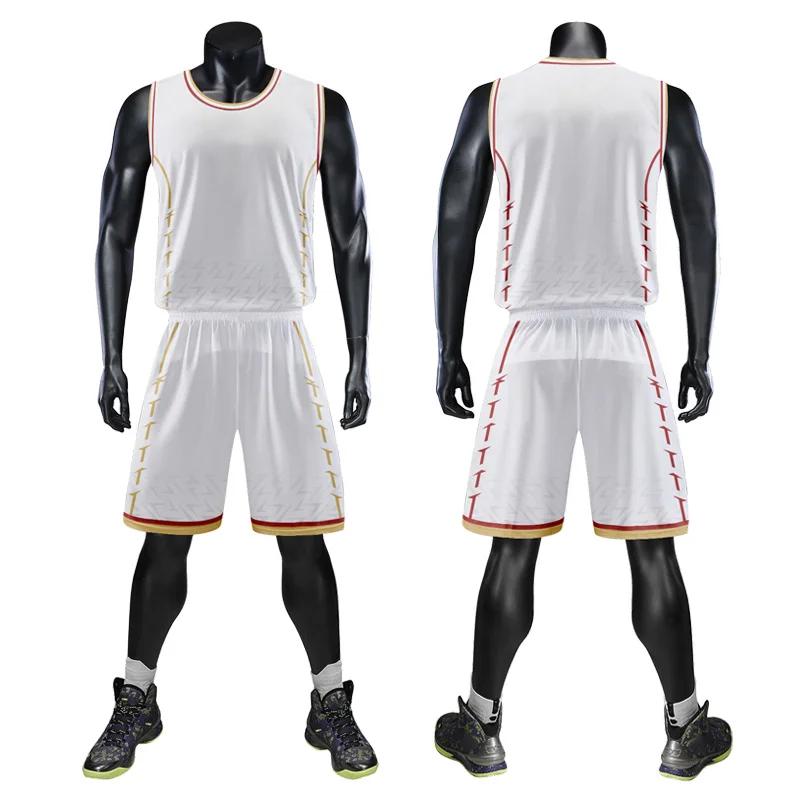 Custom Personalized Digital Print Mens Basketball Shirt Polyester Mesh Summer Breathable Basketball Jersey Set With Name WMS14