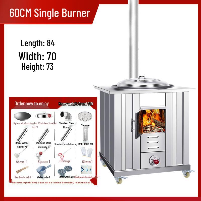 Portable Stainless Steel Wood Stove for Outdoor Cooking