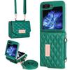For Samsung Galaxy Z Flip7 FE 5G/Z Flip6 5G Case with Shoulder Strap PU+PC Wallet Phone Cover Built-In Back Screen Film