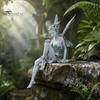 Forest Theme Home Accents Flower Fairy Garden Ornaments, Resin Miniature Figurines with Butterfly Wings for Small Figures Balcony Indoor Outdoor