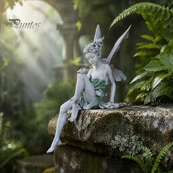 Forest Theme Home Accents Flower Fairy Garden Ornaments, Resin Miniature Figurines with Butterfly Wings for Small Figures Balcony Indoor Outdoor