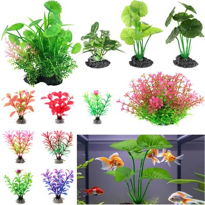 Artificial Aquarium Plant Realistic Floating Leaves Simulation Aquatic Stem Reptile Terrariums Water Tank Decoration Accessories