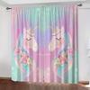 2PCS Pink Green Unicorn Curtain with Pole Bag Design   Protecting Privacy   Suitable for Various Decorative Scenes