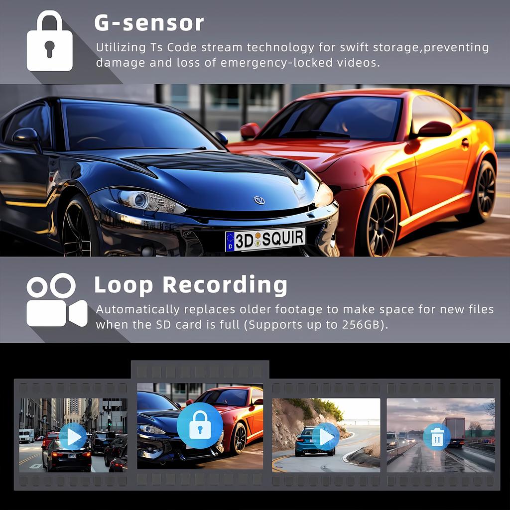 3 Channel Dash Cam for Car 1080P Video Recorder WIFI APP Dashcam Car DVR Front and Rear View Camera Night Vision car accessory