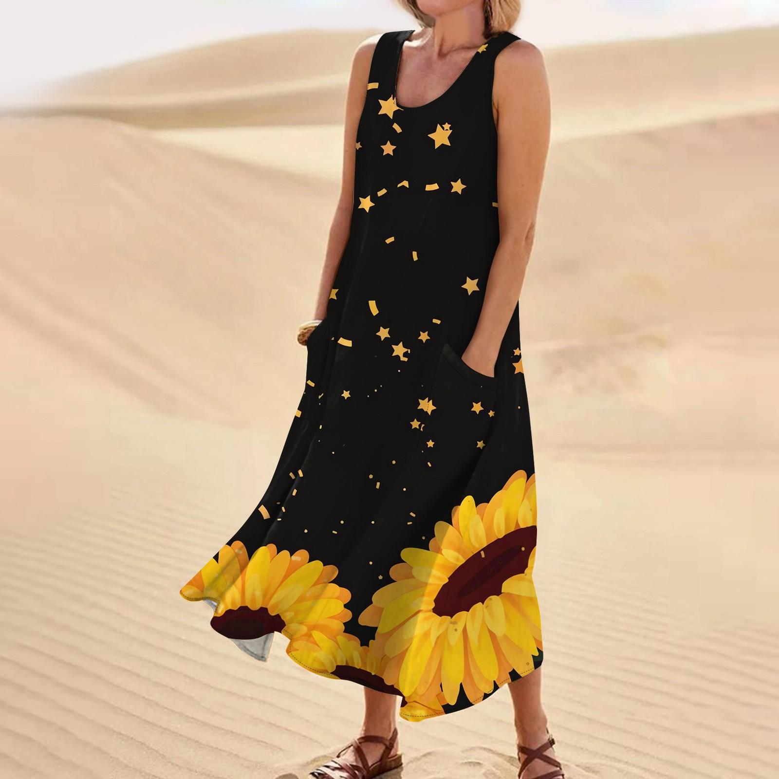 

Женское летнее платье, повседневные свободные длинные платья с принтом для пляжного отдыха XXL