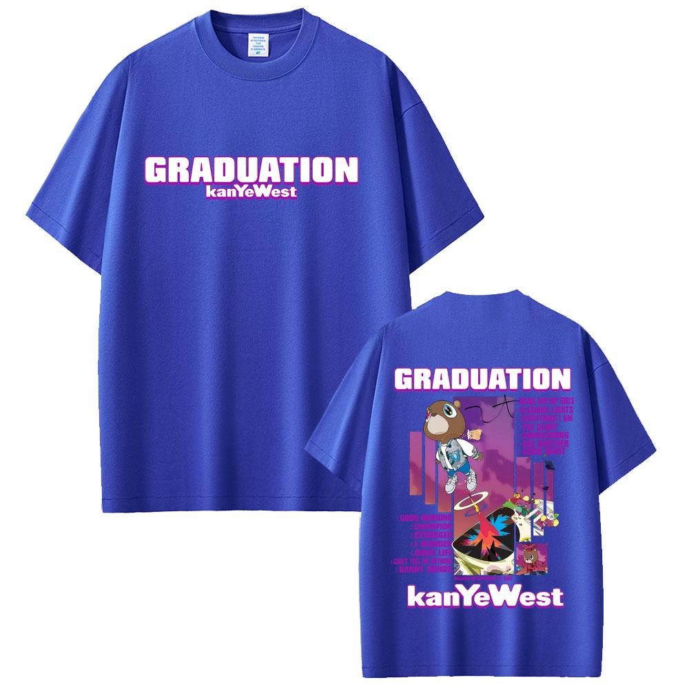 Rapper Kanye West Graduation Bär Grafik T-Shirts Herren Hip Hop Mode Popmusik T-Shirts Herren Lässiges Baumwoll-Vintage-T-Shirt