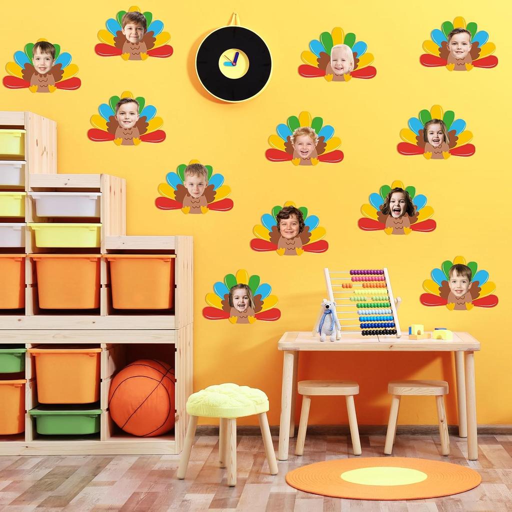 50Pcs Thanksgiving Turkey Cutouts Thanksgiving Turkey Bulletin Board Photo Cutout Fall Bulletin Board Decor Autumn Harvest DIY Craft Art School Home