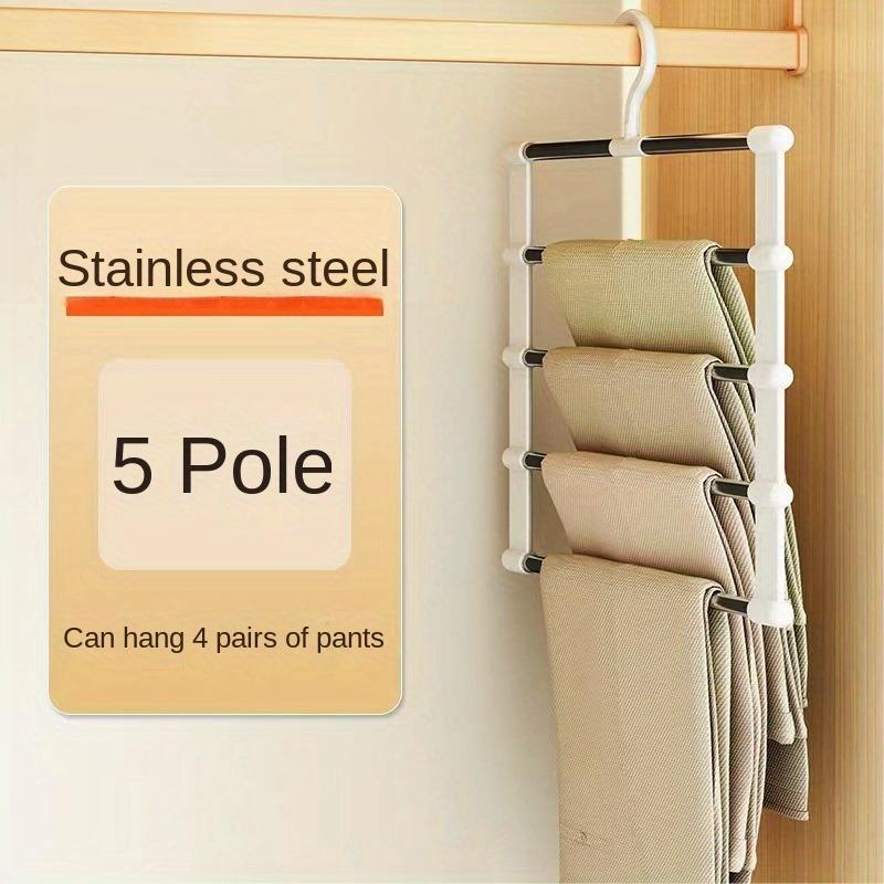 1pc Stainless Steel Space-Saving Foldable Pants Hangers for Jeans, Leggings & Trousers - Closet Organizer