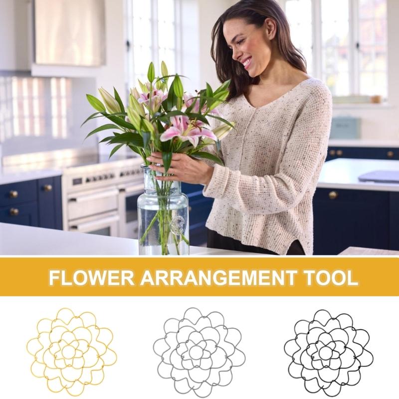 Flower Arranger Holder Reuseable Flower Arrangement Holder Bouquet Twisters Iron Round Metal Flower Lid Supplies
