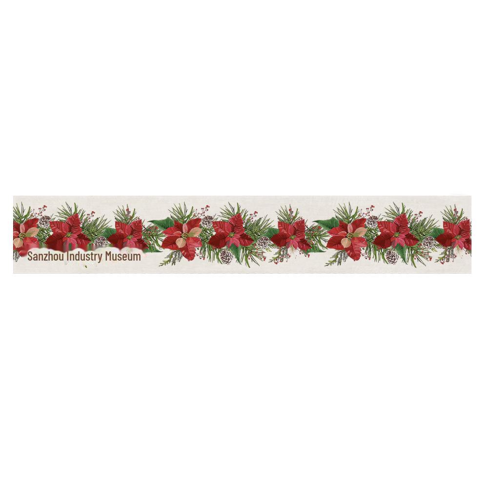 Linen Christmas Table Flag with Snowman & Santa Prints - Festive Table Mat Decorations