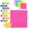 (8 Pads) Lined Sticky Notes 4x4 in Post, 8 Colors Self Sticky Notes Pad Its, Bright Post Stickies Colorful Big Rectangular Sticky Notes Ruled