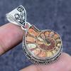Ammonite Fossil Gemstone Handmade 925 Sterling Silver Jewelry Pendant 1.85" j3R04