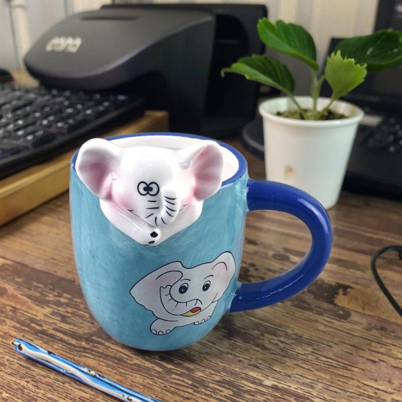 Керамическая 3D кружка-сувенир со слоном, кружка для кофе, кружка-инфлюенсер, мультяшная, милая, высокая ценность 301-400ml